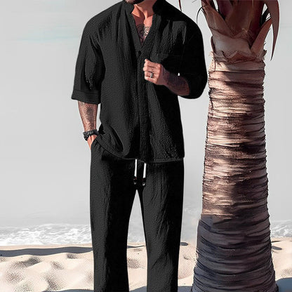 Men's Trendy Cotton Linen Top & Pants Two-Piece Set🎉BIG SALE-50% OFF